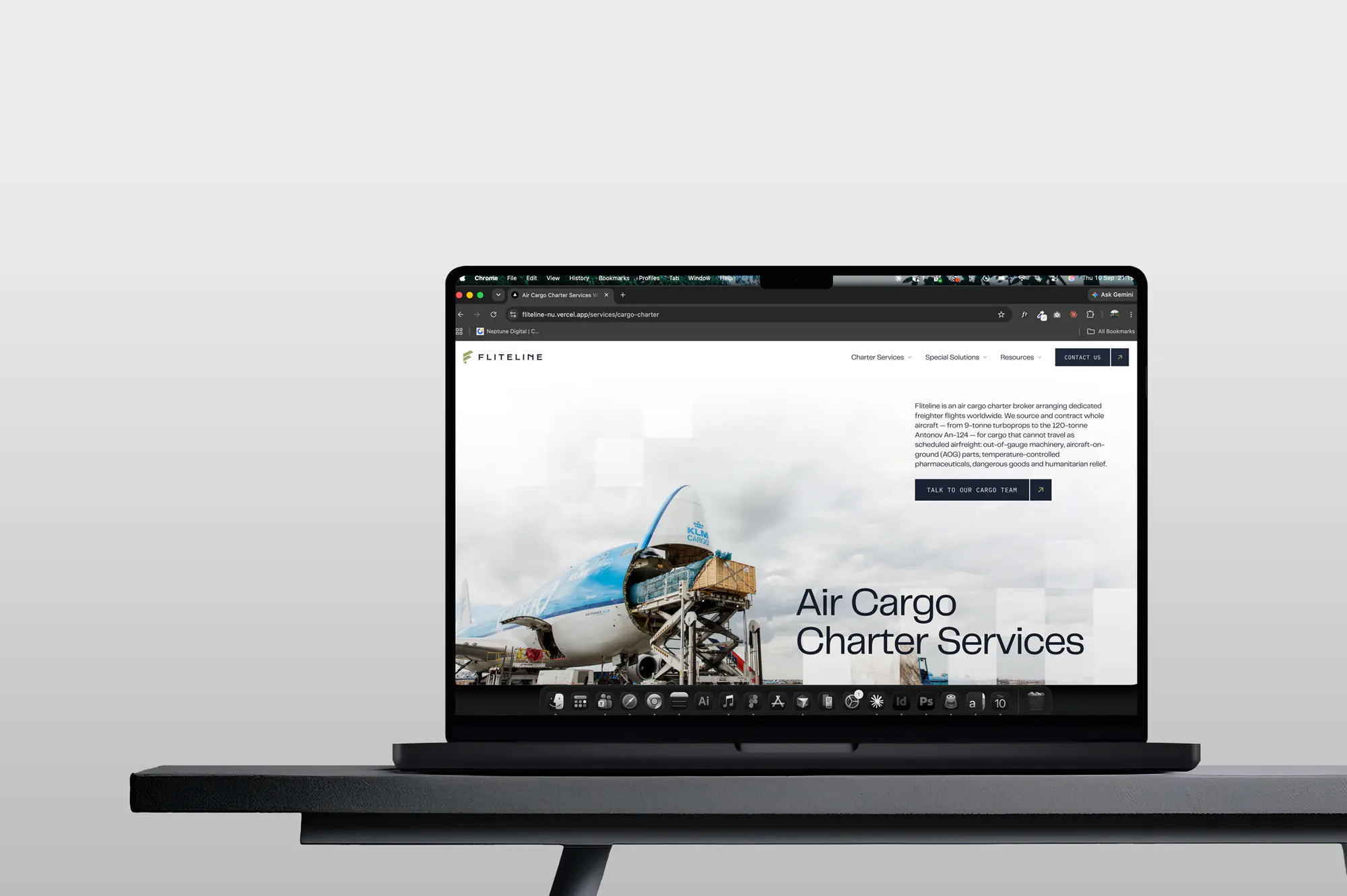 Fliteline website desktop screen