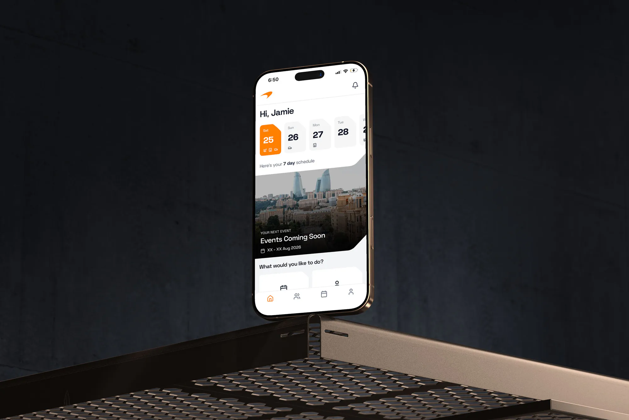 McLaren traveller app displayed on a phone